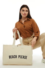 Zoozie Bags Bolso Tote de Lona Crema